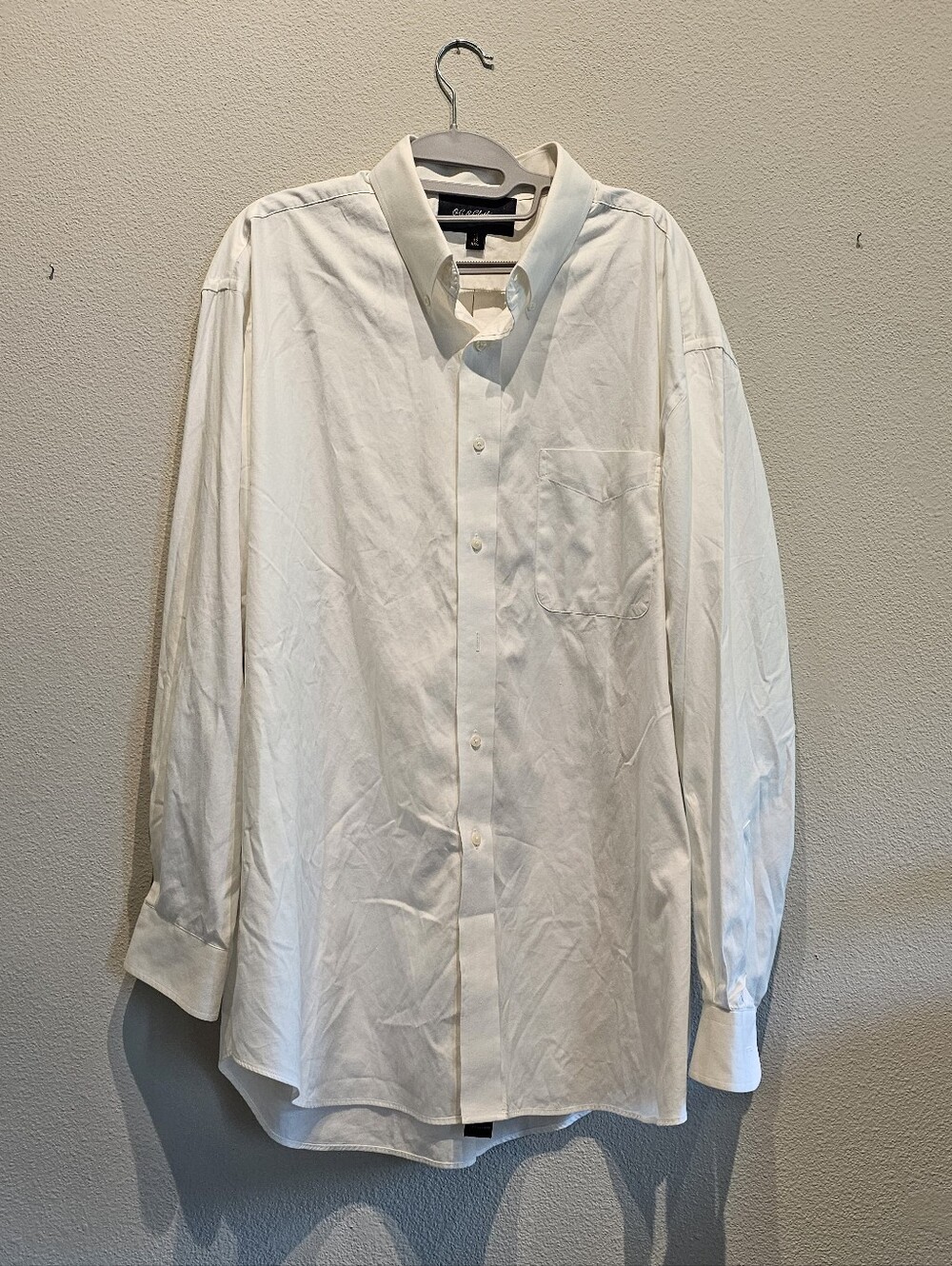 Classic White 100% Cotton Men's Button-Down Dress Shirt 18/35/XXL